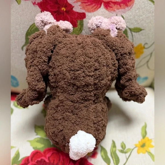 Handmade hand crafted knit floppy eared bunny brown Easter gift - Picture 2 of 2